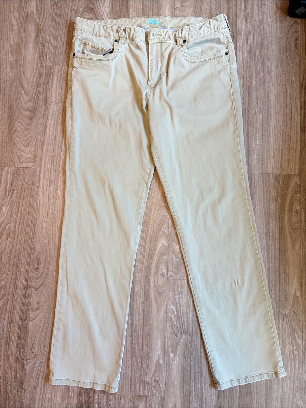 Tommy Bahama Mens 36x32 Khaki Chino Pants Tencel Stretch Straight Leg